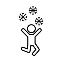 Child playing snow icon linear logo mark in black and white vector