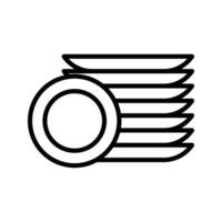 Clean stack plates icon linear logo mark in black and white vector