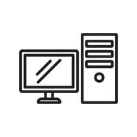 Computer Technology icon linear logo mark in black and white vector