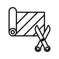 Cut roll of fabric icon linear logo mark in black and white vector