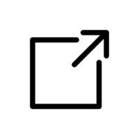 External link icon linear logo mark in black and white vector