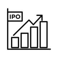 IPO Initial public offering icon linear logo mark in black and white vector