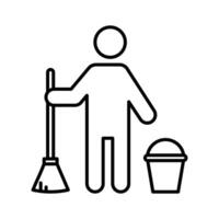 Janitor icon linear logo mark in black and white vector