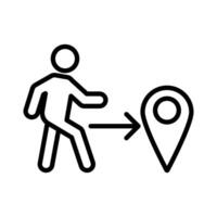 Man going to destination icon linear logo mark in black and white vector