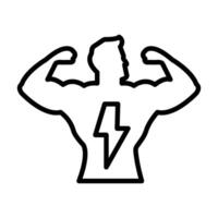 Man have strong muscles icon linear logo mark in black and white vector