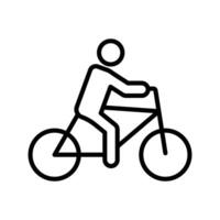 Man on bicycle icon linear logo mark in black and white vector