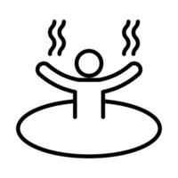 Man relaxing in jacuzzi icon linear logo mark in black and white vector