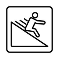 Man slide on slope icon linear logo mark in black and white vector