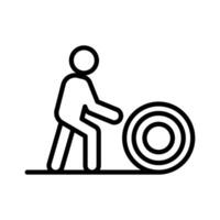 Man rolling carpet mat icon linear logo mark in black and white vector