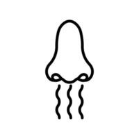 Nose with smoke icon linear logo mark in black and white vector
