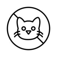 No cats allowed icon linear logo mark in black and white vector