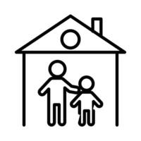 Orphanage house icon linear logo mark in black and white vector