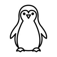 Penguin icon linear logo mark in black and white vector