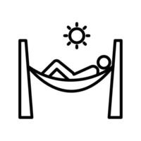 Person relaxing on hammock icon linear logo mark in black and white vector