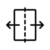 Separating arrow in two part icon linear logo mark in black and white vector