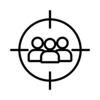 Target audience icon linear logo mark in black and white vector