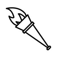 Torch flame icon linear logo mark in black and white vector