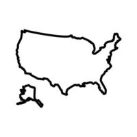 USA Map icon linear logo mark in black and white vector