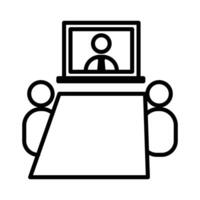 conference icon linear logo mark in black and white vector