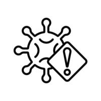 Virus Warning Alert icon linear logo mark in black and white vector