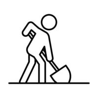 Worker digging icon linear logo mark in black and white vector