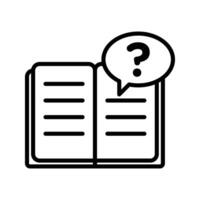 book with question mark icon linear logo mark in black and white vector