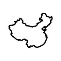 china map icon outline collection in black and on white background vector