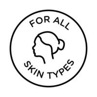 for all skin types icon linear logo mark in black and white vector