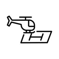 helicopter helipad icon outline collection in black and on white background vector
