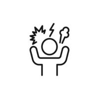 Angry person icon outline collection in black and on white background vector