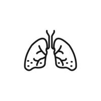 Asthma icon outline collection in black and on white background vector