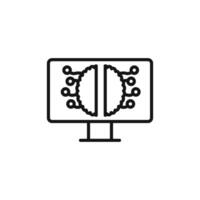 Artificial intelligence icon outline collection in black and on white background vector