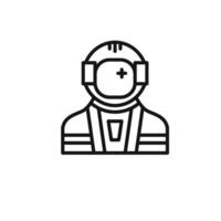 Astronaut or cosmonaut icon outline collection in black and on white background vector