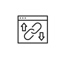 Backlink icon outline collection in black and on white background vector