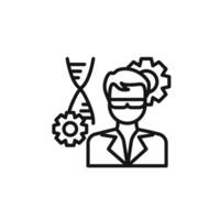 Biomedical engineer icon outline collection in black and on white background vector