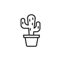 Cactus icon outline collection in black and on white background vector