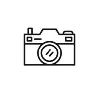 Camera icon outline collection in black and on white background vector