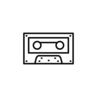 Cassette tape icon outline collection in black and on white background vector