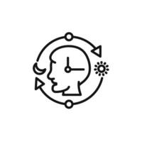 Circadian rhythms icon outline collection in black and on white background vector
