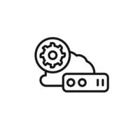 Cloud Data settings icon outline collection in black and on white background vector