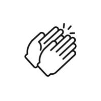 Clapping hand icon outline collection in black and on white background vector