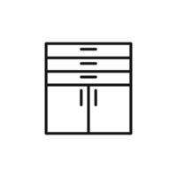 Credenza icon outline collection in black and on white background vector