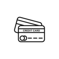 Credit card icon outline collection in black and on white background vector
