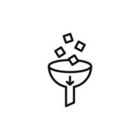 Data filtering icon outline collection in black and on white background vector