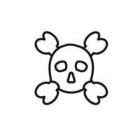 Crossbones skull icon outline collection in black and on white background vector