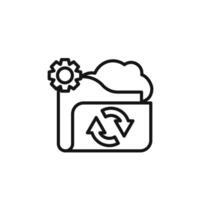Data Recovery icon outline collection in black and on white background vector