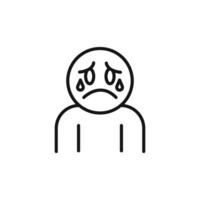 Depression icon outline collection in black and on white background vector