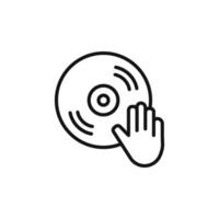 Dj icon outline collection in black and on white background vector