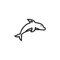 Dolphin icon outline collection in black and on white background vector