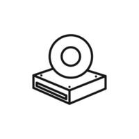 Dvd CDROM disc icon outline collection in black and on white background vector